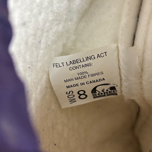Sorel SnowLion Purple Winter Boots Women’s Size 8 Felt Lined Snow Boots - Picture 9 of 13